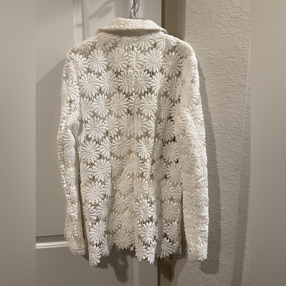 Berek Peek-A-Boo 3D Open Floral White Blazer Jacket Small NWT - Picture 4 of 10